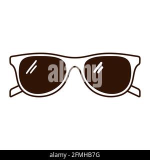 Summer accessory. Outline fashionable vacation symbol for logo, web design, stickers, prints. Black and White glasses vector flat icon, thin line Stock Vector