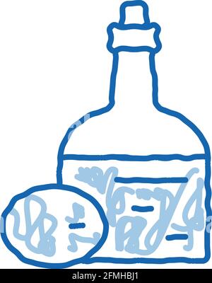 Olive Oil Bottle doodle icon hand drawn illustration Stock Vector