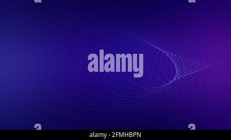 Abstract wave matrix of dots on blue background. tech data Artificial intelligence concept. Stock Photo