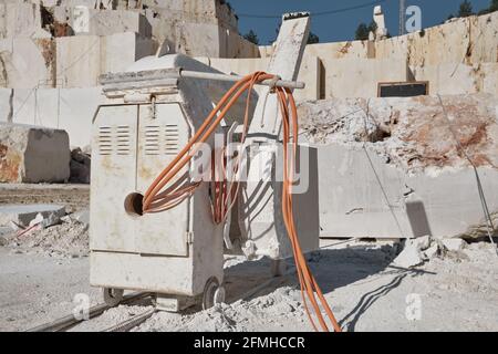 Stone sawing machine at marble quarry Stock Photo