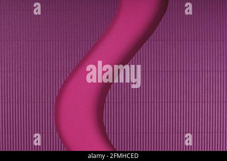 Purple and pink color corrugated paper texture. Geometric shapes and lines. Minimalist background. Flat lay. Copy space. Stock Photo