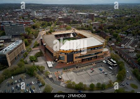 Aerial views of Molineux Stadium, Wolverhampton, UK Stock Photo