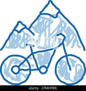 Mountain Bike doodle icon hand drawn illustration Stock Vector