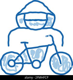 Bike Theft doodle icon hand drawn illustration Stock Vector