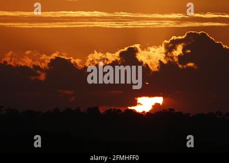 A dramatic sunrise over Everglades National Park, Florida Stock Photo