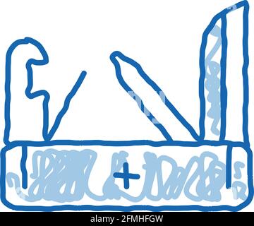 Jackknife doodle icon hand drawn illustration Stock Vector