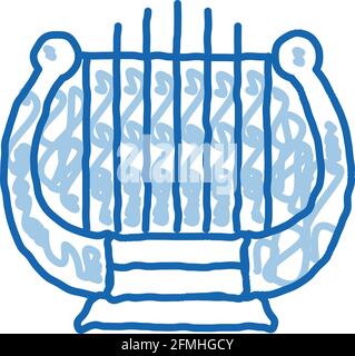Harp doodle icon hand drawn illustration Stock Vector