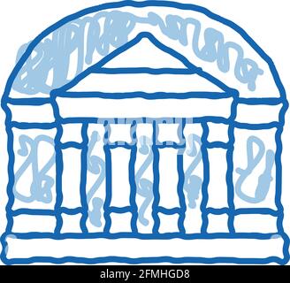 Theater Building doodle icon hand drawn illustration Stock Vector