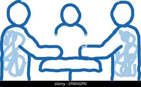 third party discussion doodle icon hand drawn illustration Stock Vector