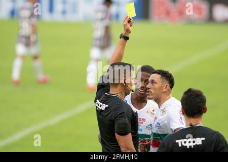 Rio, Brazil - may 9, 2021: Bruno Arleu de Araujo referee in match between Fluminense vs Portuguesa by Carioca Championship in Maracana Stadium Stock Photo