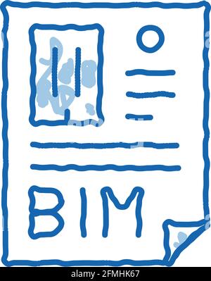 report on building information modeling doodle icon hand drawn illustration Stock Vector