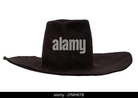 Retro vintage men's black hat isolated on white background Stock Photo