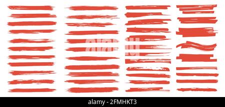 Brushstrokes with ink splashes. Vector brushes, black inked splatter dirt stain splattered spray splash with drops blots. Isolated grunge textures Stock Vector