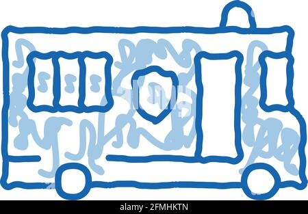 mobile bus doodle icon hand drawn illustration Stock Vector