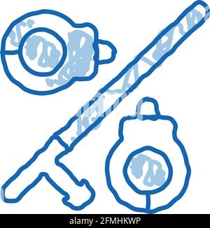 handcuffs and bats doodle icon hand drawn illustration Stock Vector