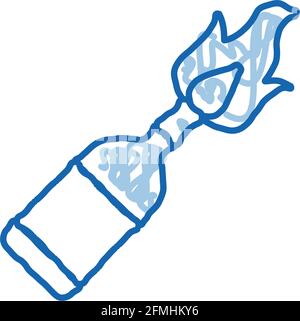 burning bottle doodle icon hand drawn illustration Stock Vector