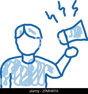 loudspeaker man doodle icon hand drawn illustration Stock Vector