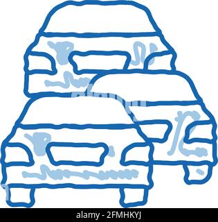 stream of cars doodle icon hand drawn illustration Stock Vector