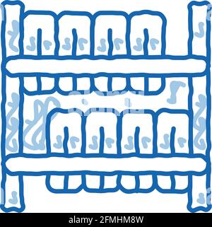 tire warehouse doodle icon hand drawn illustration Stock Vector