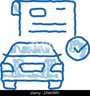 checked documents for car doodle icon hand drawn illustration Stock Vector