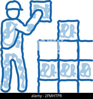tile stacker doodle icon hand drawn illustration Stock Vector
