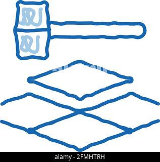 tile hammer doodle icon hand drawn illustration Stock Vector
