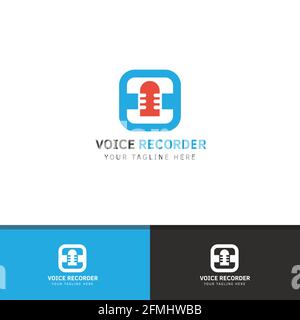 Voice Recorder Application Logo Design Concept with Microphone Symbol in Vector Format Stock Vector