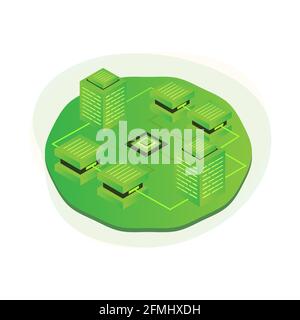 Isometric Decentralized Technology Illustration Gradient Vector Stock Vector