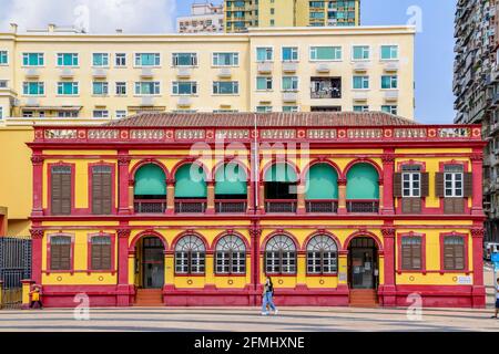 Macao, China - April 2, 2020: The Central Library Building in Macao Stock Photo