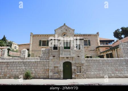 The historical Tabor house on Ha-Nevi'im St 58, Jerusalem, Israel. Stock Photo