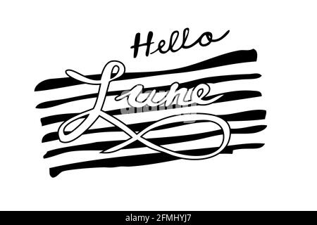 Simple Vector Lettering, Hello June, Isolated on White Stock Vector