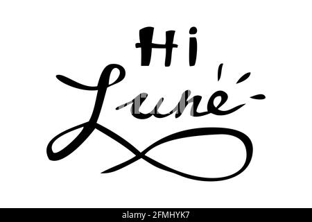 Simple Vector Lettering, Hi June, Isolated on White Stock Vector