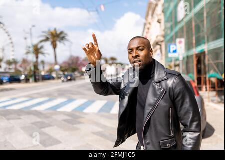 Trendy African American male wearing 