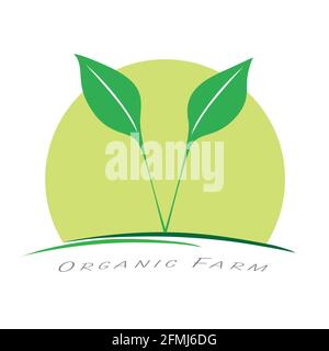 Organic farming business template logo. Agriculture company symbol. Vector illustration branding design. Stock Vector