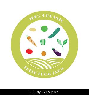 Organic farming business template logo. Agriculture harvesting company symbol. Vector illustration branding design. Stock Vector