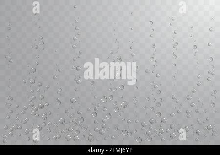 Underwater background with fizzing air bubbles. Fizzy sparkles in water, sea, aquarium, ocean. Stock Vector