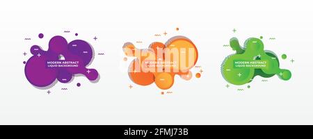Modern Abstract Liquid Background in Three Variations and color : Purple, Yellow and Green Vector Stock Vector