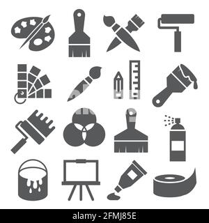 Painting and drawing icons on white background Stock Vector