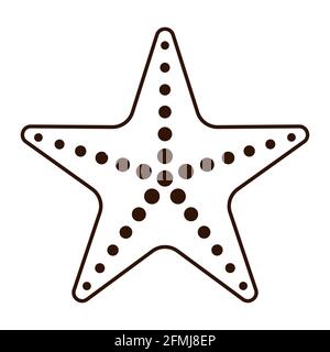Sea star symbol for logo, web design, stickers, prints. Sea animal flat icon, thin line Stock Vector