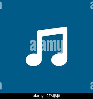Music Note Icon On Blue Background. Blue Flat Style Vector Illustration. Stock Vector
