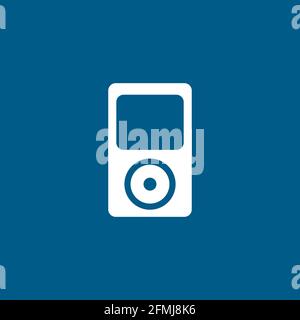 Music Player Icon On Blue Background. Blue Flat Style Vector Illustration. Stock Vector