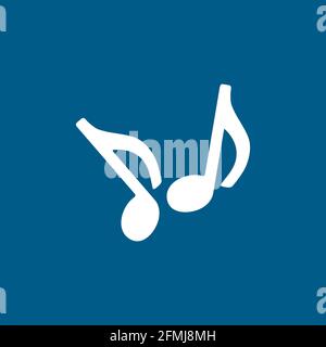 Music Note Icon On Blue Background. Blue Flat Style Vector Illustration. Stock Vector