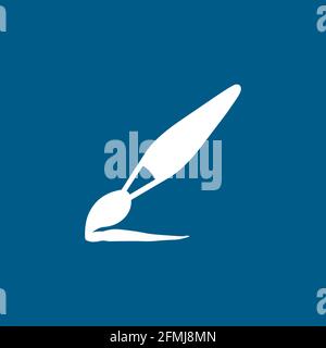 Paintbrush Icon On Blue Background. Blue Flat Style Vector Illustration. Stock Vector