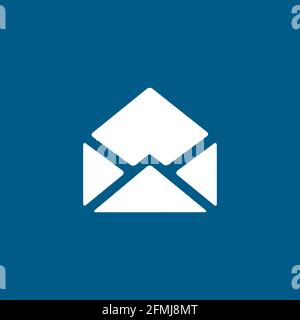 Open E-mail Icon On Blue Background. Blue Flat Style Vector Illustration. Stock Vector