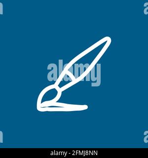 Paintbrush Line Icon On Blue Background. Blue Flat Style Vector Illustration. Stock Vector