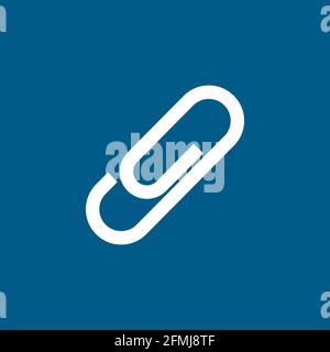 Paper Clip Icon On Blue Background. Blue Flat Style Vector Illustration. Stock Vector