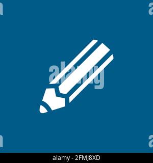 Pencil Icon On Blue Background. Blue Flat Style Vector Illustration. Stock Vector