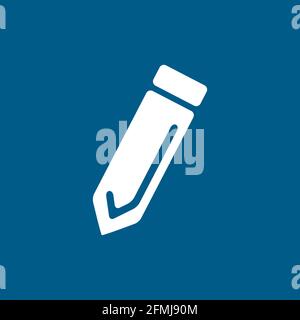 Pencil Icon On Blue Background. Blue Flat Style Vector Illustration. Stock Vector