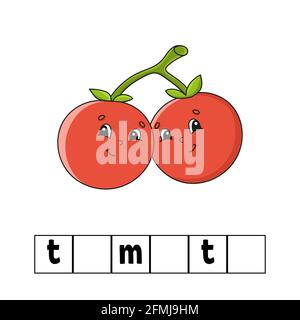 Words puzzle. Education worksheet. Learning game for kids. Color activity page. Riddle for children. English for preschool. Vector illustration. Carto Stock Vector