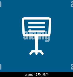 Projector Screen Icon On Blue Background. Blue Flat Style Vector Illustration. Stock Vector